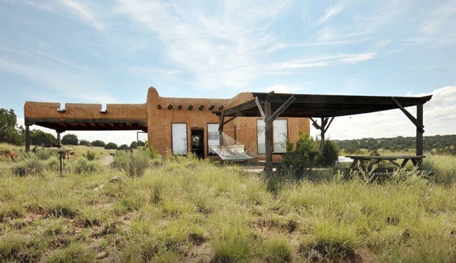 Adobe casita on 12 acres of high desert in Santa Fe