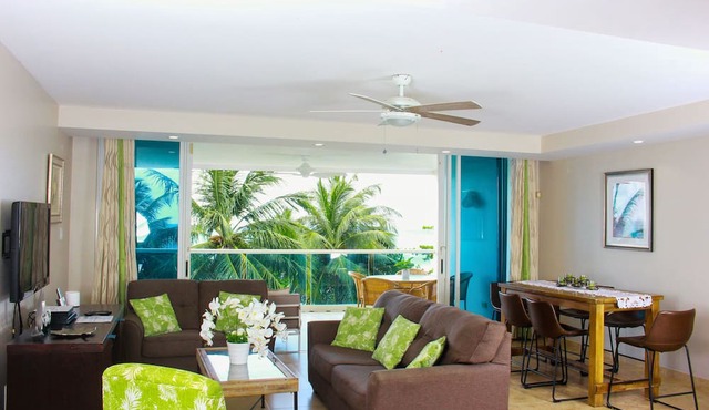 White Sand Beach Front, Turquois Blue Ocean View, Pools, Hot tub, Guarded,5 star