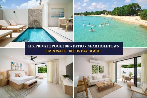 New Stylish 2BR Villa Walk to Beach Pool